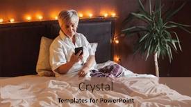  Presentation with 60s - Presentation featuring smiling-senior-middle-aged-woman background and a coral colored foreground