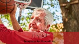  Presentation with senior fitness - Slides enhanced with smiling-senior-playing-basketball background and a crimson colored foreground
