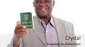  Presentation with safari south africa - PPT layouts with smiling senior south african man background and a light gray colored foreground