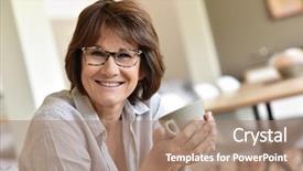  Presentation with lipton tea - Audience pleasing presentation consisting of smiling senior woman drinking tea backdrop and a coral colored foreground