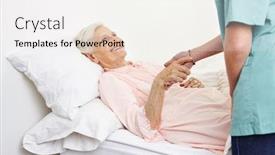  Presentation with hospice - Presentation consisting of smiling-senior-woman-lies background and a sky blue colored foreground