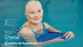  Presentation with aqua - Amazing theme having smiling-senior-woman-makes-aqua backdrop and a ocean colored foreground