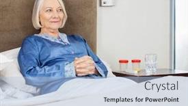  Presentation with nursing - Beautiful PPT theme featuring smiling-senior-woman-with-hands backdrop and a light blue colored foreground