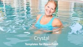  Presentation with hydrotherapy - Beautiful slide deck featuring smiling-senior-woman backdrop and a seafoam green colored foreground