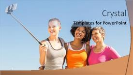  Presentation with sporty - Presentation design enhanced with smiling-sporty-women-taking-selfies background and a light blue colored foreground