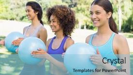  Presentation with sporty - Slide set enhanced with smiling sporty women with medicine background and a  colored foreground