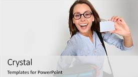  Presentation with college - Theme consisting of smiling student girl showing college background and a  colored foreground