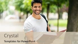  Presentation with indian book designs - Presentation design enhanced with smiling-student-outdoor-holding background and a soft green colored foreground