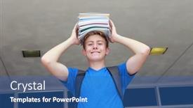  Presentation with pile - Theme enhanced with smiling-student-with-a-pile background and a ocean colored foreground