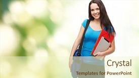  Presentation with technology and education - Slides consisting of smiling student with bag folder background and a cream colored foreground