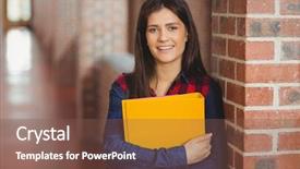  Presentation with binder - Slides with smiling student with binder posing background and a tawny brown colored foreground