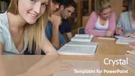  Presentation with self esteem for a college student - Amazing presentation theme having smiling student with study group backdrop and a coral colored foreground