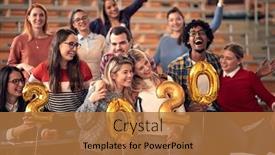  Presentation with new year 2020 - Amazing slides having smiling-students-celebrating-2020-new backdrop and a coral colored foreground