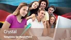  Presentation with class - Cool new PPT layouts with smiling-students-in-computer-class backdrop and a coral colored foreground