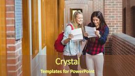  Presentation with university student internship - PPT layouts with smiling students looking at results background and a tawny brown colored foreground