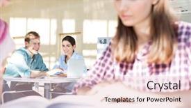  Presentation with student nurse teaching university - Presentation theme consisting of smiling students studying at library background and a lemonade colored foreground