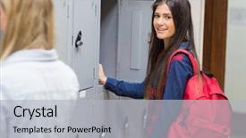  Presentation with university - Slides consisting of smiling students using locker background and a light gray colored foreground