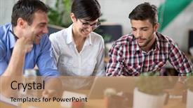  Presentation with latino students - Presentation design featuring smiling talking in coffee shop background and a  colored foreground