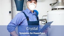  Presentation with coronavirus - Colorful presentation design enhanced with smiling-technician-servicing-an-hot backdrop and a teal colored foreground