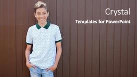  Presentation with teen - Amazing slide deck having smiling teen outdoors at summer happy one boy backdrop and a gray colored foreground