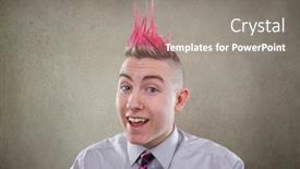  Presentation with haircut - Beautiful presentation theme featuring smiling-teen-with-a-pink backdrop and a gray colored foreground