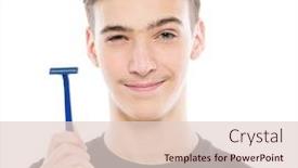  Presentation with razor - PPT theme enhanced with smiling-teenage-boy-holds background and a lemonade colored foreground