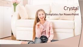  Presentation with teenage girl - Theme having smiling teenage girl holding sketchbook background and a lemonade colored foreground