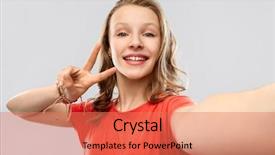  Presentation with red grey - Slide set featuring smiling teenage girl in red background and a coral colored foreground