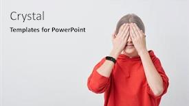  Presentation with hide - Slide set featuring smiling-teenage-girl-in-red background and a white colored foreground