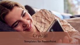  Presentation with teenage girl - PPT layouts consisting of smiling-teenage-girl-lying background and a tawny brown colored foreground