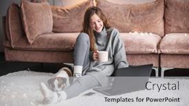  Presentation with socks - Presentation design enhanced with smiling-teenage-girl-spends background and a light gray colored foreground