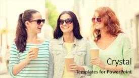  Presentation with weekend - Cool new theme with smiling teenage girls with coffee backdrop and a lemonade colored foreground