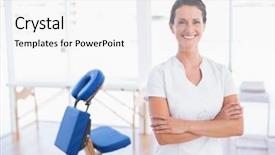  Presentation with iv therapy medical intravenous iv - PPT layouts enhanced with smiling therapist standing with arms background and a white colored foreground