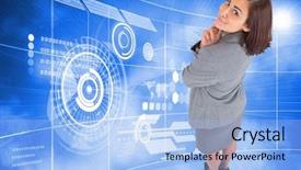  Presentation with steps - Presentation theme featuring pharmaceutical drug development - scientists working in a laboratory background and a light blue colored foreground