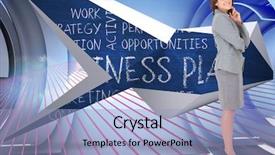  Presentation with structure design - PPT layouts consisting of smiling thoughtful businesswoman against pink pattern with cloud design on a futuristic structure background and a light blue colored foreground