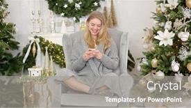 Presentation with text message - Cool new theme with smiling-trendy-woman-in-gray backdrop and a gray colored foreground
