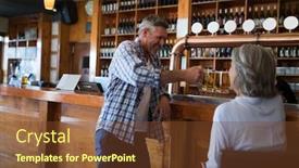  Presentation with toasting - Amazing theme having smiling-two-friends-toasting-glass backdrop and a tawny brown colored foreground