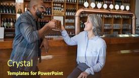  Presentation with restaurant toasting - Theme featuring smiling-two-friends-toasting-glass background and a tawny brown colored foreground