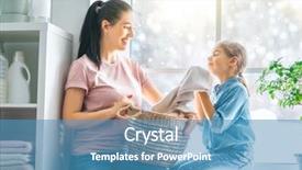  Presentation with woman child - Audience pleasing theme consisting of smiling while doing laundry backdrop and a teal colored foreground