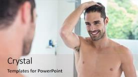  Presentation with mirror - Beautiful PPT layouts featuring smiling while looking in mirror backdrop and a coral colored foreground