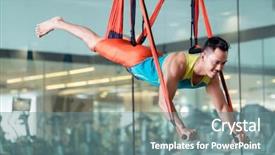  Presentation with gravity - PPT layouts having smiling while practicing anti-gravity background and a gray colored foreground