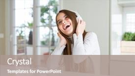  Presentation with music headphones - PPT layouts featuring smiling with a confident smile background and a  colored foreground