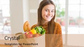  Presentation with happy young student girl holding - PPT layouts with smiling with a confident smile background and a coral colored foreground