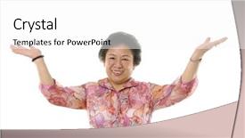  Presentation with wide - Presentation design consisting of smiling with arms wide open background and a white colored foreground