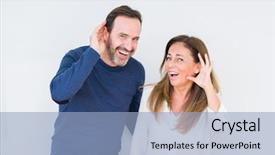  Presentation with love - Beautiful presentation theme featuring smiling with hand over ear backdrop and a light blue colored foreground