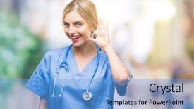  Presentation with hand surgeon - Beautiful theme featuring smiling with hand over ear backdrop and a light blue colored foreground