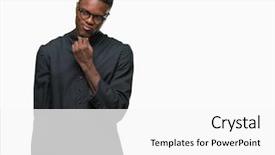  Presentation with african american - Audience pleasing slide deck consisting of smiling with thoughtful face doubt backdrop and a  colored foreground
