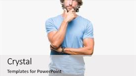  Presentation with hispanic - Audience pleasing theme consisting of smiling with thoughtful face doubt backdrop and a white colored foreground