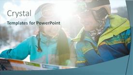  Presentation with snow day - Slide deck consisting of smiling-woman-and-man background and a sky blue colored foreground