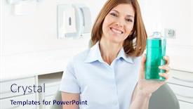  Presentation with dentist - Presentation having smiling-woman-at-the-dentist background and a sky blue colored foreground